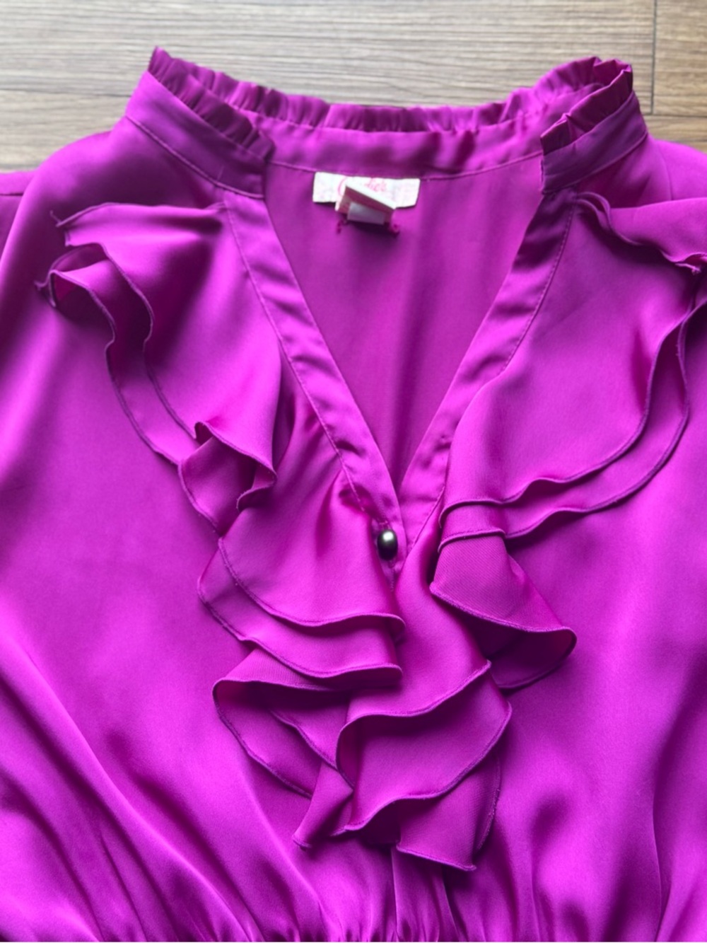 Candie's Sleeveless Ruffle Front Blouse - Violet - Picture 3 of 6